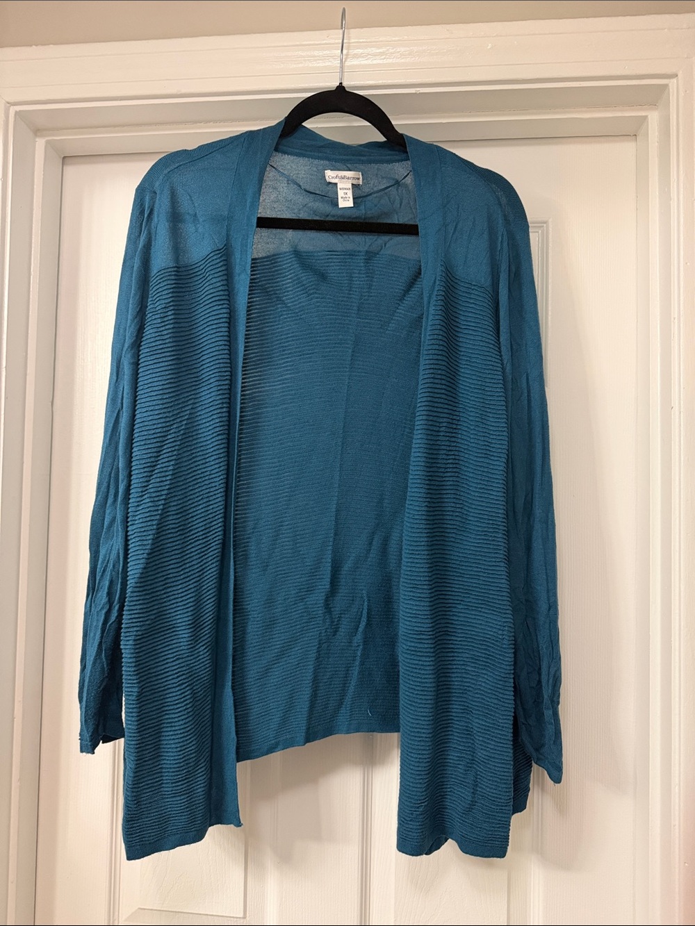 croft & barrow Dark Teal Open-Front Ribbed Cardigan